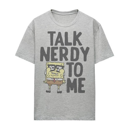 Front - SpongeBob SquarePants Womens/Ladies Talk Nerdy To Me Heather T-Shirt