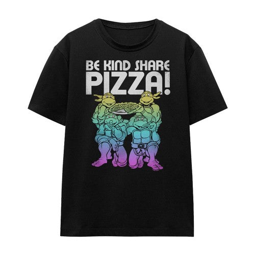 Front - TMNT Womens/Ladies Be Kind Share Pizza T-Shirt