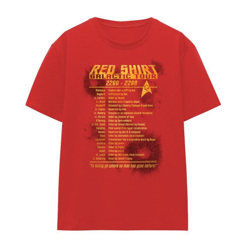Front - Star Trek Womens/Ladies Red Shirt Tour T-Shirt