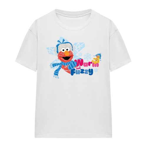 Front - Sesame Street Womens/Ladies Warm And Fuzzy Holiday Elmo T-Shirt