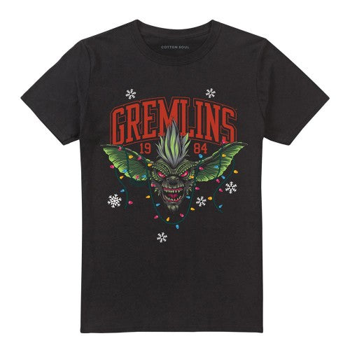 Front - Gremlins Unisex Adult 1984 Lights Christmas T-Shirt