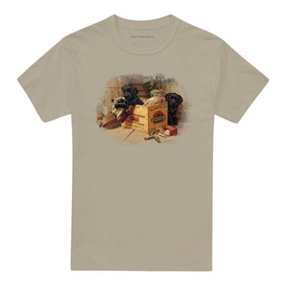 Front - Wildlife Unisex Adult Box Boys Black Labs Heather T-Shirt