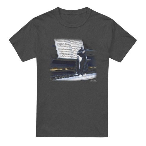 Front - Wildlife Unisex Adult Kitten On The Keys Heather T-Shirt