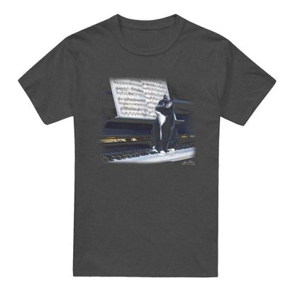 Front - Wildlife Unisex Adult Kitten On The Keys Heather T-Shirt