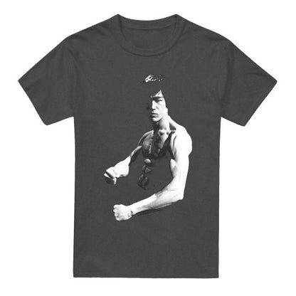 Front - Bruce Lee Unisex Adult Stance Heather T-Shirt
