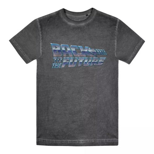Front - Back To The Future Mens Chrome Vintage Wash T-Shirt