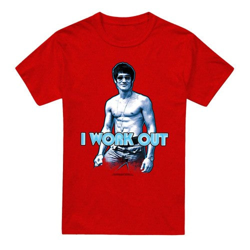 Front - Bruce Lee Unisex Adult I Works Out Heather T-Shirt
