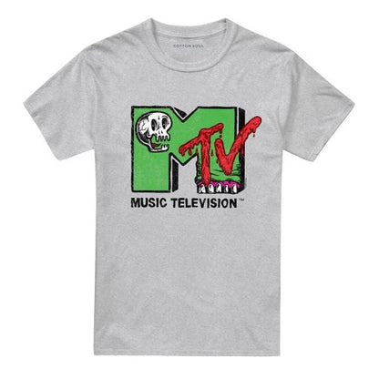 Front - MTV Unisex Adult Skull And Monster Teeth Logo T-Shirt