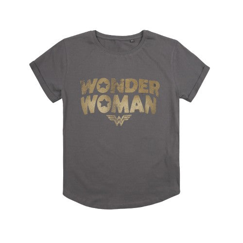 Front - Wonder Woman Womens/Ladies Metallic Logo T-Shirt