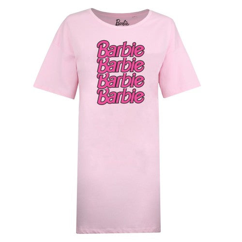 Front - Barbie Womens/Ladies Repeat Logo Long Length T-Shirt