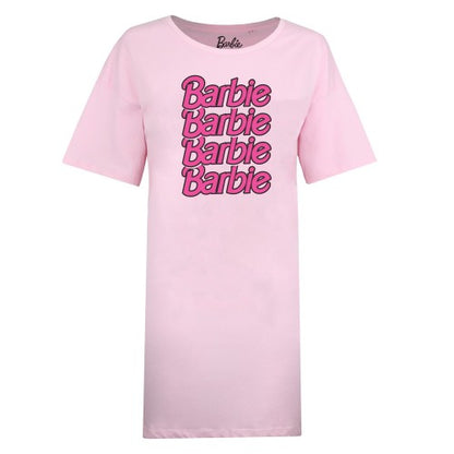 Front - Barbie Womens/Ladies Repeat Logo Long Length T-Shirt