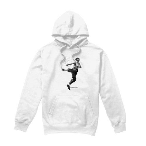 Front - Bruce Lee Unisex Adult Flying Kick Hoodie