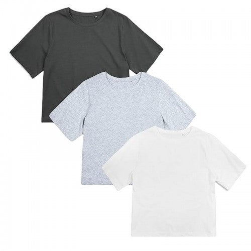 Front - Cotton Soul Womens/Ladies Plain Boxy Crop T-Shirt (Pack of 3)