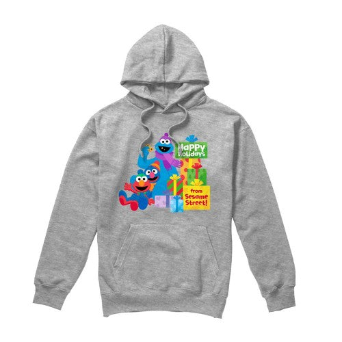Front - Sesame Street Unisex Adult Happy Holidays Gifts Heather Hoodie