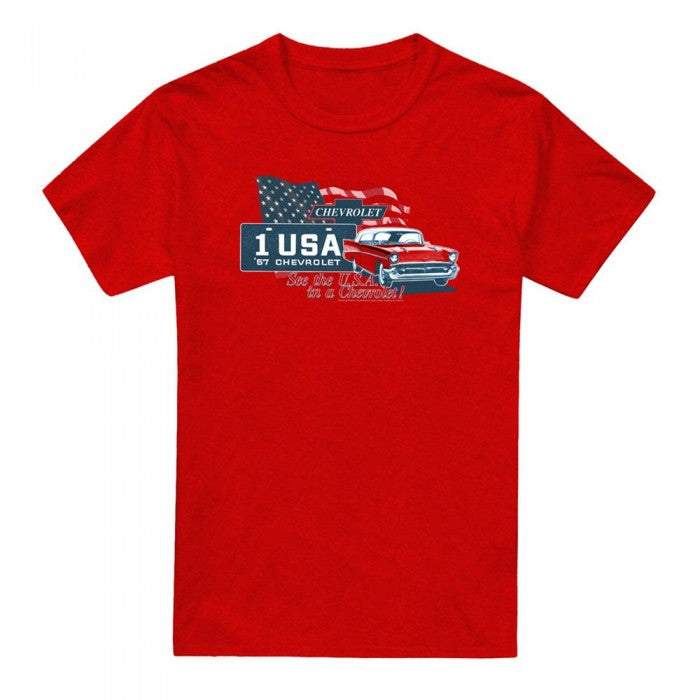 Front - Chevrolet Unisex Adult See The USA Heather T-Shirt
