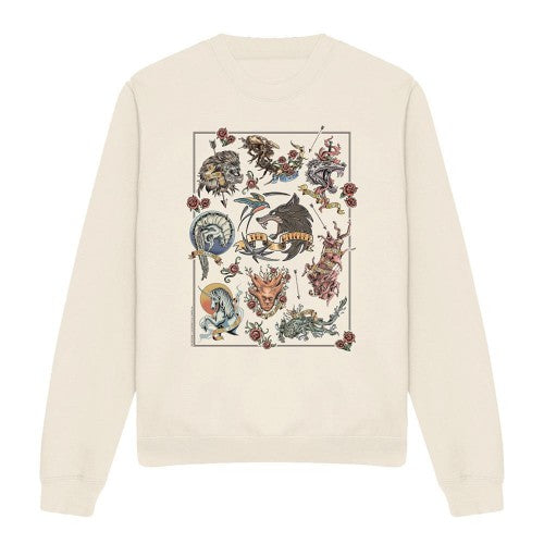 Front - The Witcher Unisex Adult Monster Tattoo Flash Sweatshirt