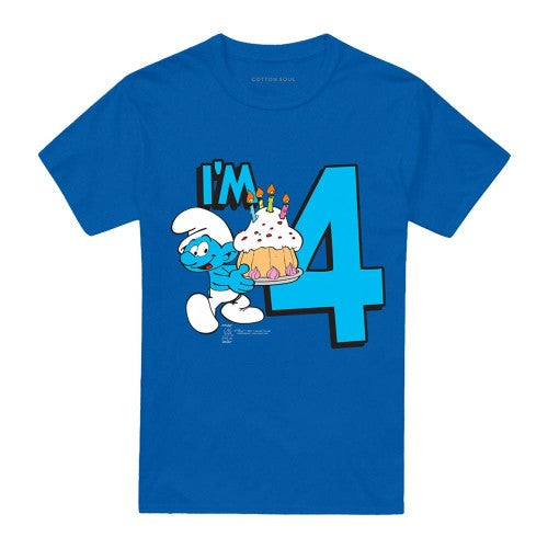 Front - The Smurfs Unisex Adult I´m 4 T-Shirt