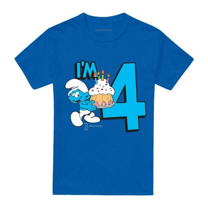 Front - The Smurfs Unisex Adult I´m 4 T-Shirt