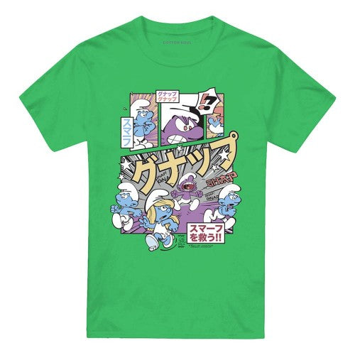 Front - The Smurfs Unisex Adult Manga T-Shirt