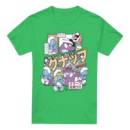 Front - The Smurfs Unisex Adult Manga T-Shirt