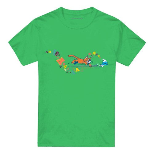 Front - The Smurfs Unisex Adult Azrael Chase Scene T-Shirt
