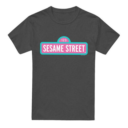 Front - Sesame Street Unisex Adult Logo Heather T-Shirt