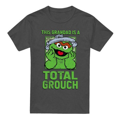 Front - Sesame Street Unisex Adult Grandad Oscar The Grouch Heather Fathers Day T-Shirt