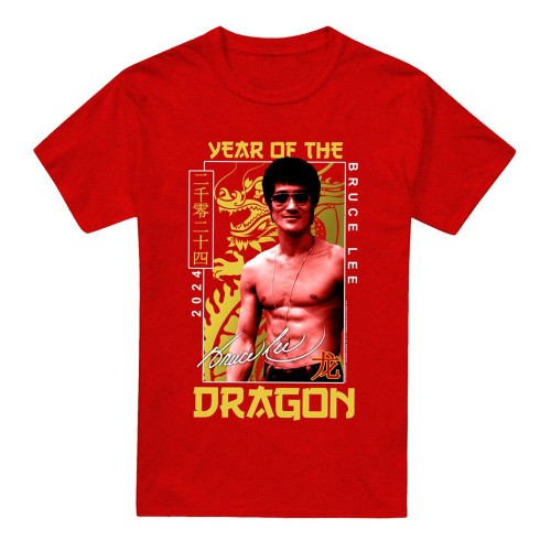 Front - Bruce Lee Unisex Adult Year Of The Dragon Framed Heather T-Shirt