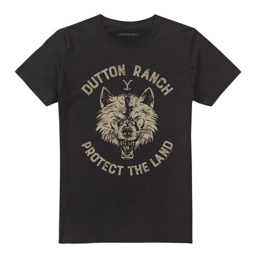 Front - Yellowstone Unisex Adult Dutton Ranch Protect The Land Wolf T-Shirt