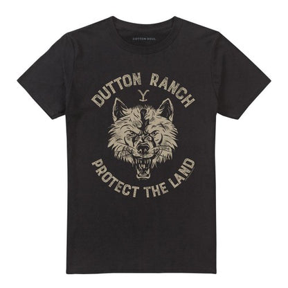 Front - Yellowstone Unisex Adult Dutton Ranch Protect The Land Wolf T-Shirt
