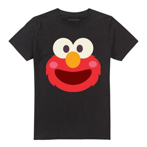 Front - Sesame Street Unisex Adult Elmo Kawaii Face T-Shirt