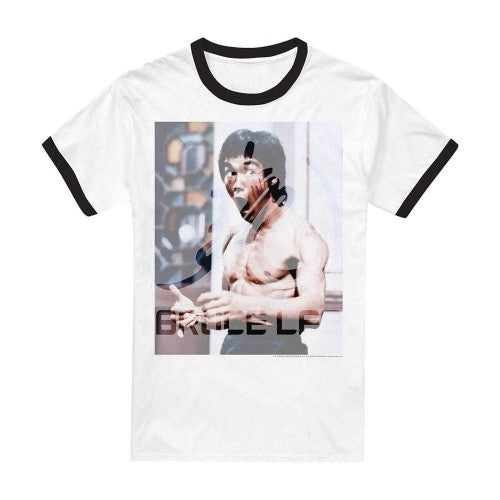 Front - Bruce Lee Unisex Adult Revving Up Ringer T-Shirt