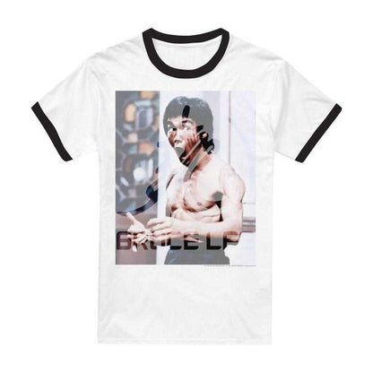 Front - Bruce Lee Unisex Adult Revving Up Ringer T-Shirt