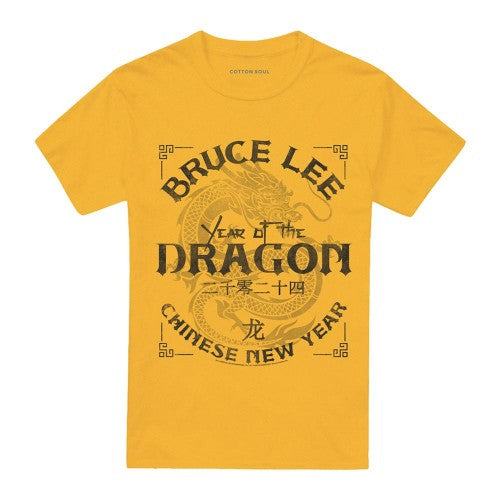 Front - Bruce Lee Unisex Adult Year Of The Dragon Text T-Shirt