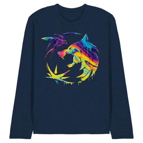 Front - The Witcher Unisex Adult Painted Crest Long-Sleeved T-Shirt