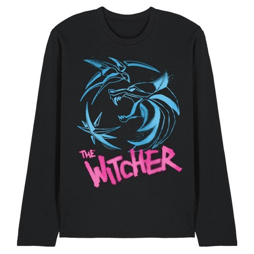 Front - The Witcher Unisex Adult Crest Graffiti Long-Sleeved T-Shirt