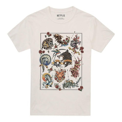 Front - The Witcher Unisex Adult Monster Tattoo Flash T-Shirt