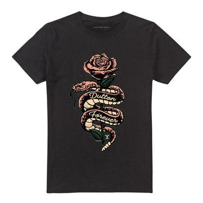 Front - Yellowstone Unisex Adult Beth Dutton Snake Rose T-Shirt