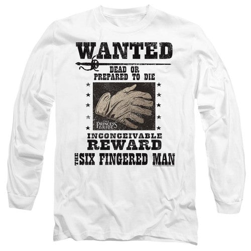 Front - The Princess Bride Unisex Adult Wanted 6 Fingered Man Long-Sleeved T-Shirt