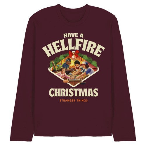 Front - Stranger Things Unisex Adult Have A Hellfire Game Board Long-Sleeved Christmas T-Shirt