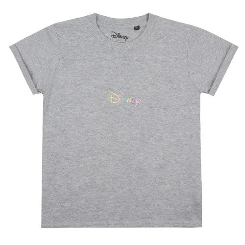 Front - Disney Girls Rainbow Logo Marl T-Shirt