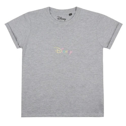 Front - Disney Girls Rainbow Logo Marl T-Shirt