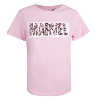 Front - Marvel Womens/Ladies Leopard Print Logo T-Shirt