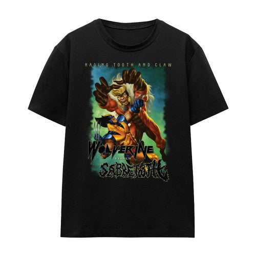 Front - Marvel Comics Unisex Adult Wolverine Versus Sabretooth T-Shirt