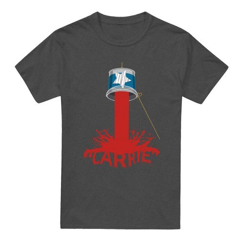 Front - Carrie Unisex Adult Bucket of Blood Heather T-Shirt