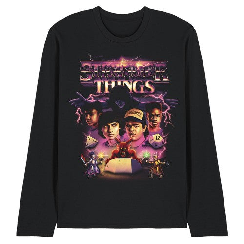 Front - Stranger Things Unisex Adult Thunder Metal Band Group Shot Long-Sleeved T-Shirt