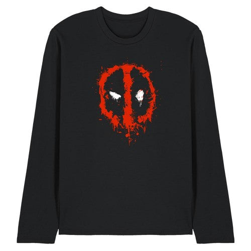 Front - Deadpool Unisex Adult Painted Logo Long-Sleeved T-Shirt