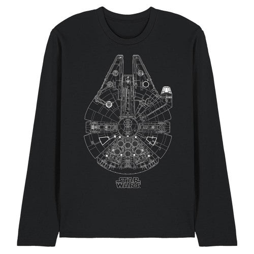 Front - Star Wars Unisex Adult Millenium Lines Long-Sleeved T-Shirt