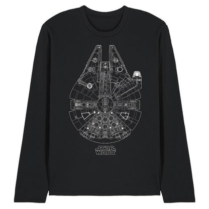 Front - Star Wars Unisex Adult Millenium Lines Long-Sleeved T-Shirt