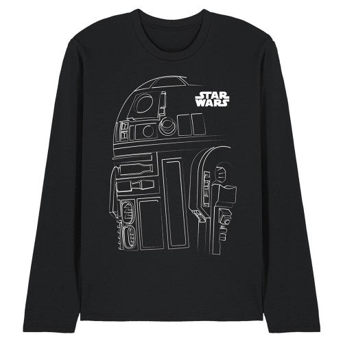 Front - Star Wars Unisex Adult R2-D2 Outline Long-Sleeved T-Shirt